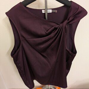 Calvin Klein Silky Sleeveless Career Blouse in Plum